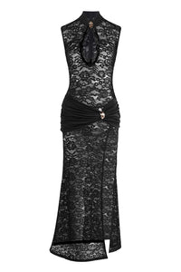 See Through Keyhole Lace Maxi Dress