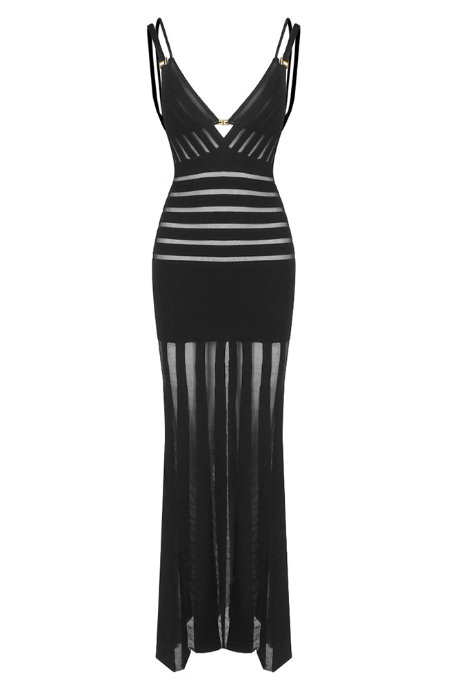 Semi-Sheer Maxi Dress with Bras Black / Extra Small
