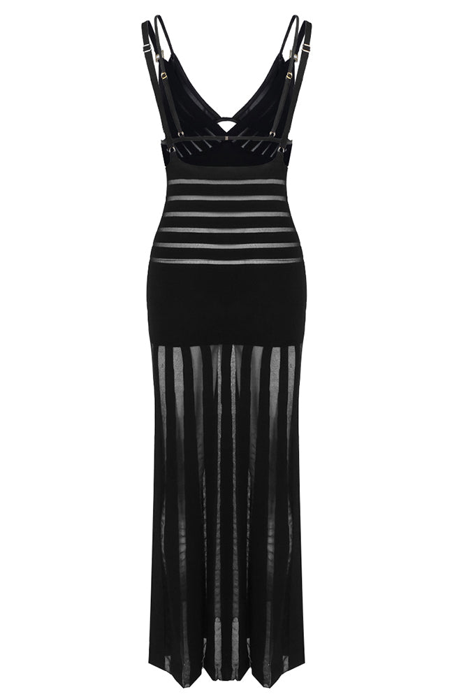Semi-sheer Maxi Dress With Bras Black / Extra small Semi-sheer Maxi Dress With Bras Black / Extra small