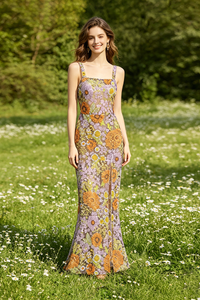 Seqiun Floral-embroidered Maxi Dress in Multi