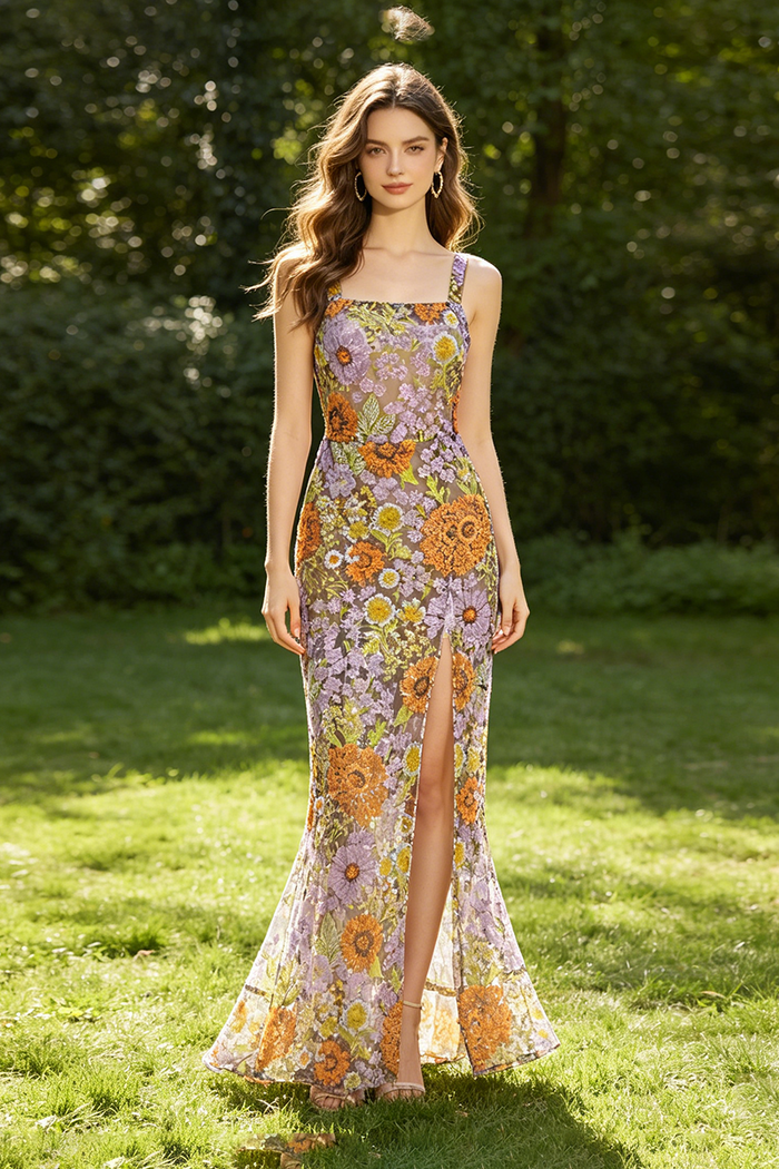 Seqiun Floral-embroidered Maxi Dress in Multi