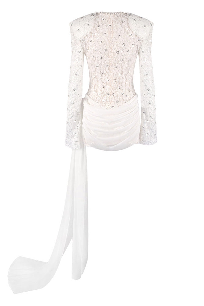 Sequin-Embellished Lace Dress