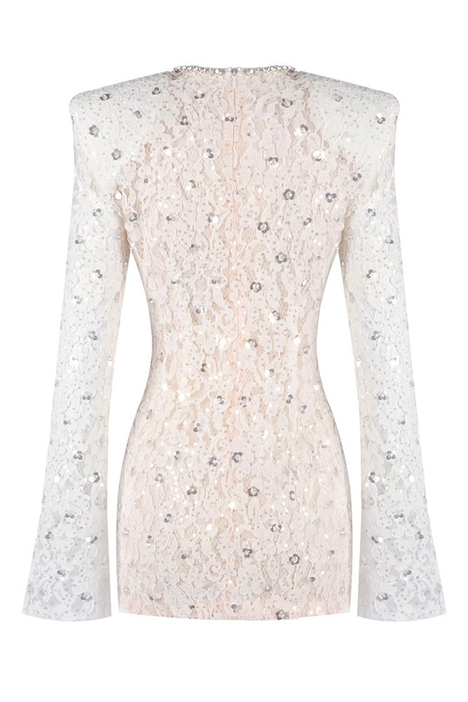 Sequin-Embellished Lace Dress