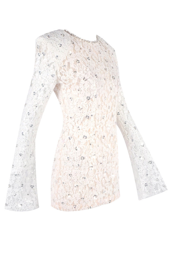 Sequin-Embellished Lace Dress