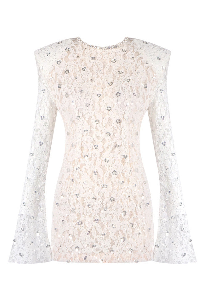 Sequin-Embellished Lace Dress
