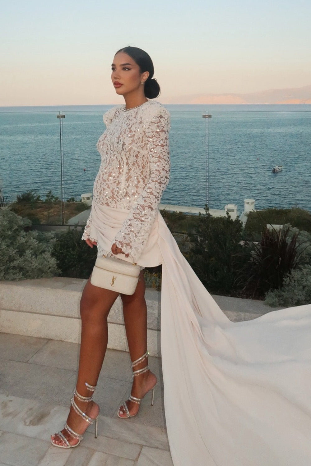 Sequin-Embellished Lace Dress