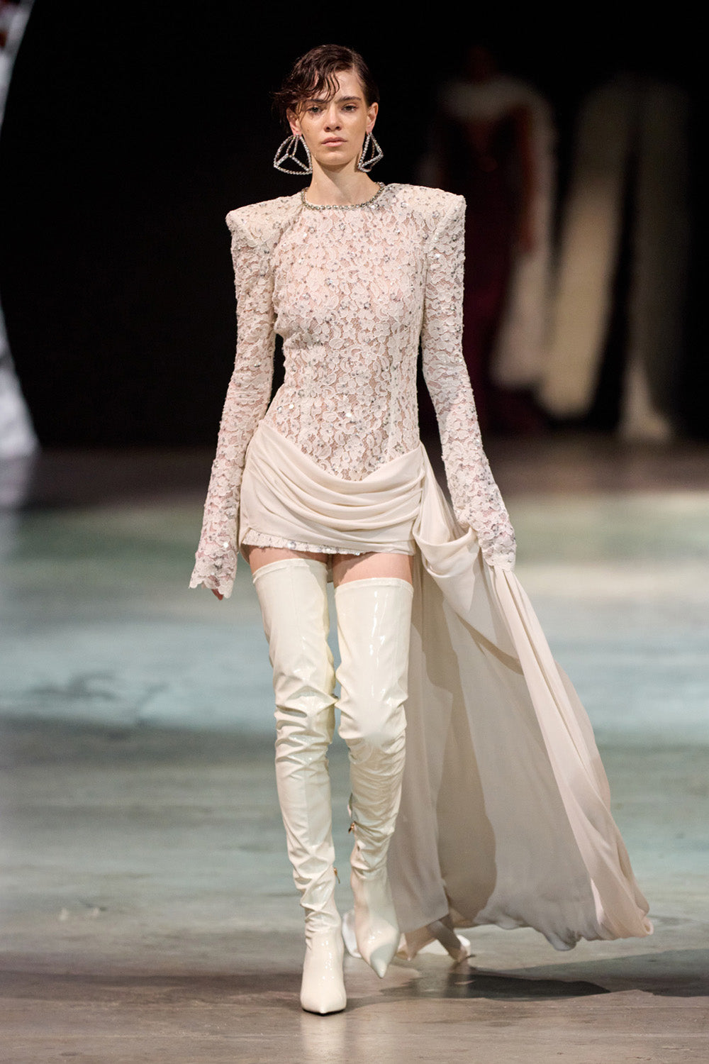 Sequin-Embellished Lace Dress