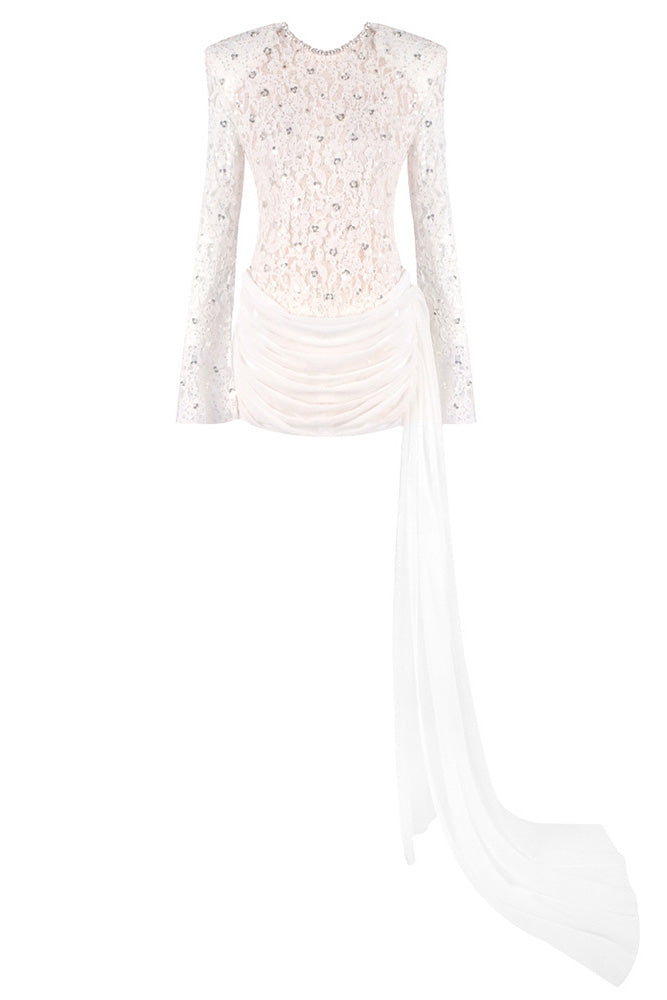Sequin-Embellished Lace Dress  IULOVER