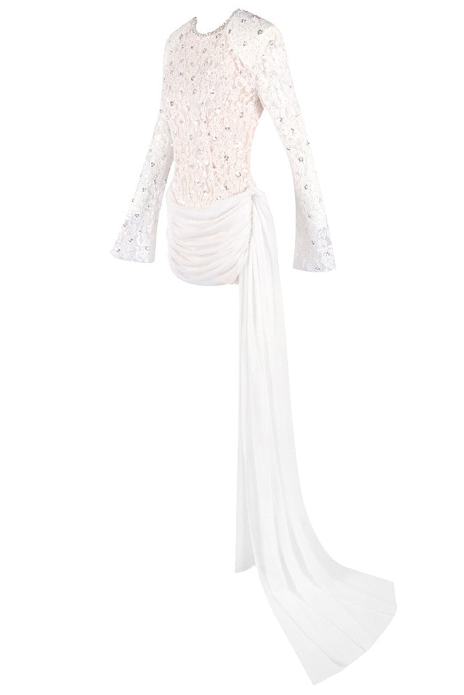 Sequin-Embellished Lace Dress