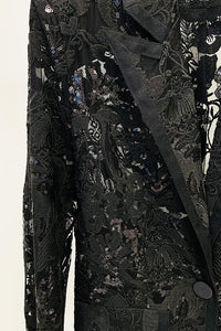 Sequin-embroidered Lace Blazer and Pant Suits