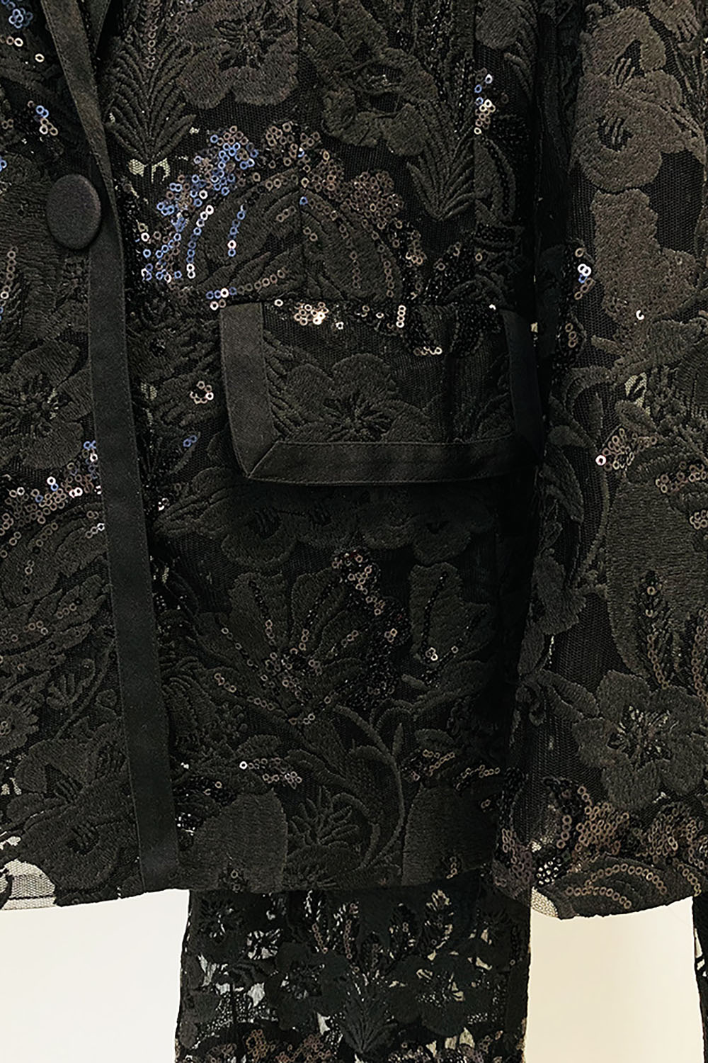 Sequin-embroidered Lace Blazer and Pant Suits
