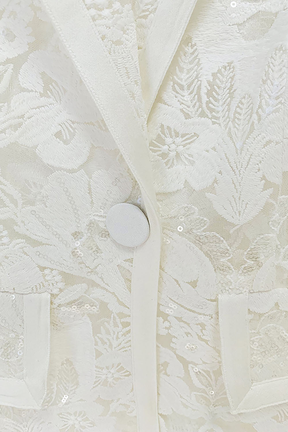 Sequin-embroidered Lace Blazer and Pant Suits