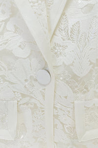 Sequin-embroidered Lace Blazer and Pant Suits