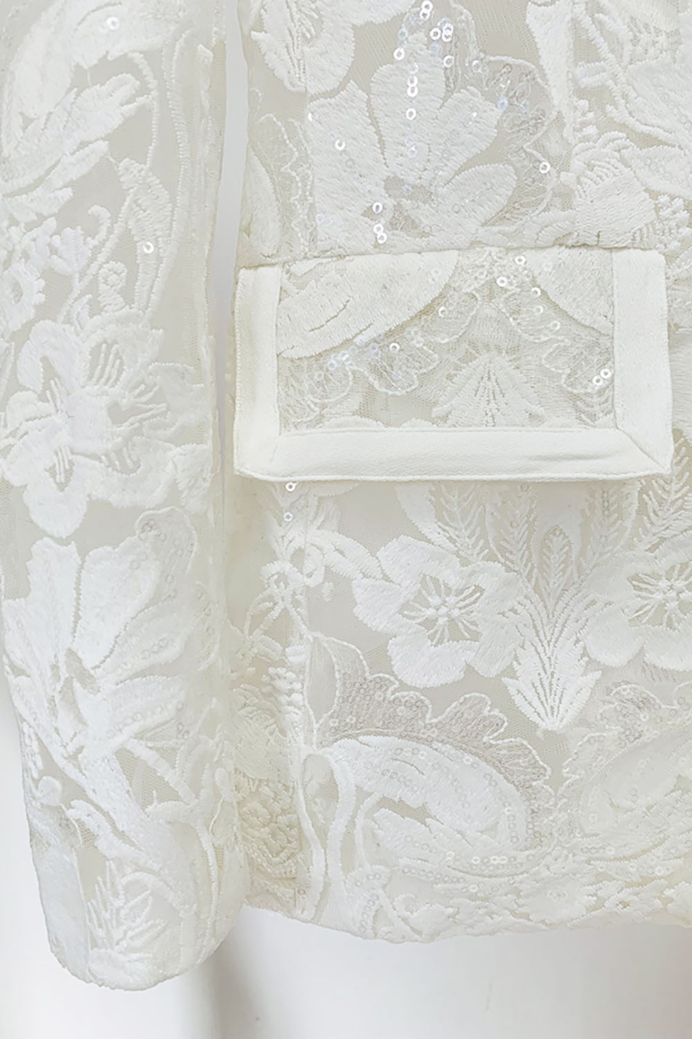 Sequin-embroidered Lace Blazer and Pant Suits