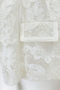 Sequin-embroidered Lace Blazer and Pant Suits
