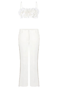 Sequin Beaded Fringe Detailed Top Trousers