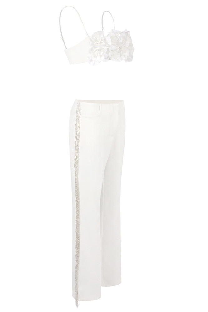 Sequin Beaded Fringe Detailed Top Trousers