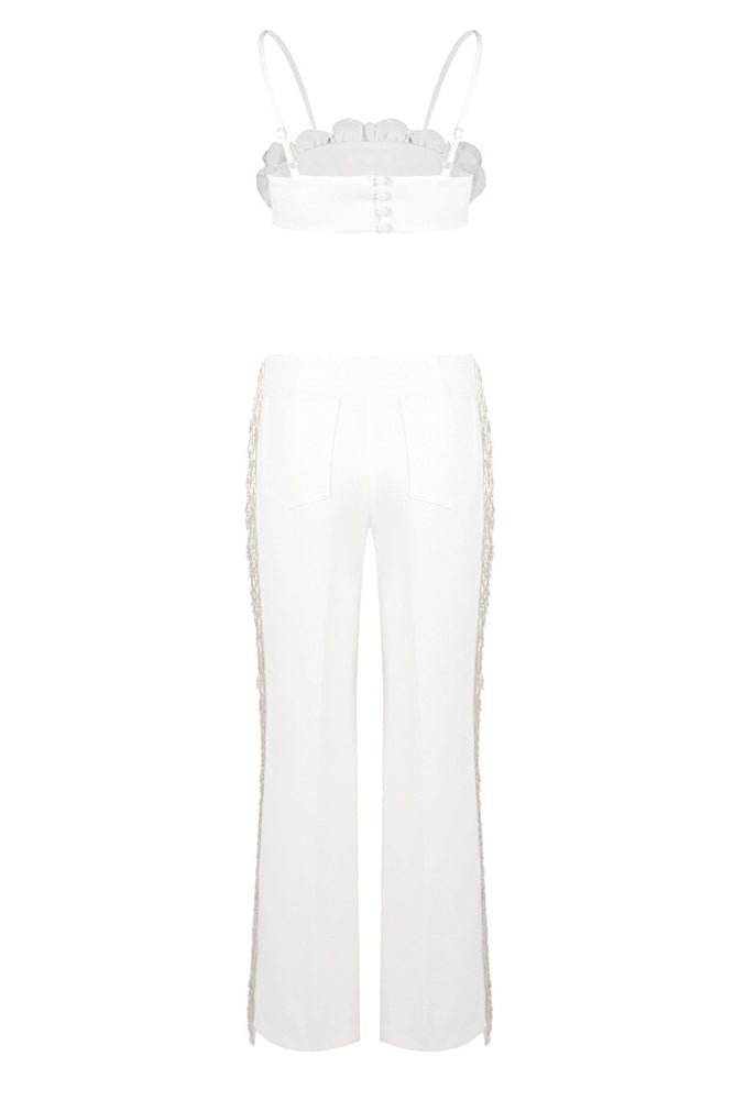 Sequin Beaded Fringe Detailed Top Trousers