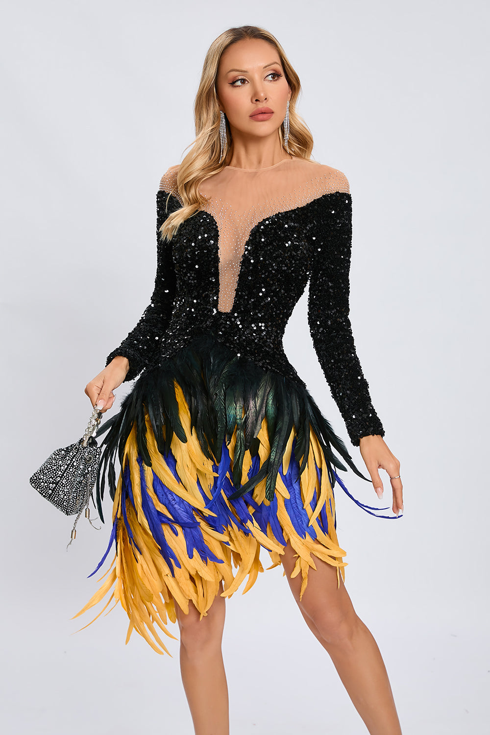 sequin feather mini dress Pearl featuring dazzling sequins and chic feather details ASOS EDITION paillette sequin mini