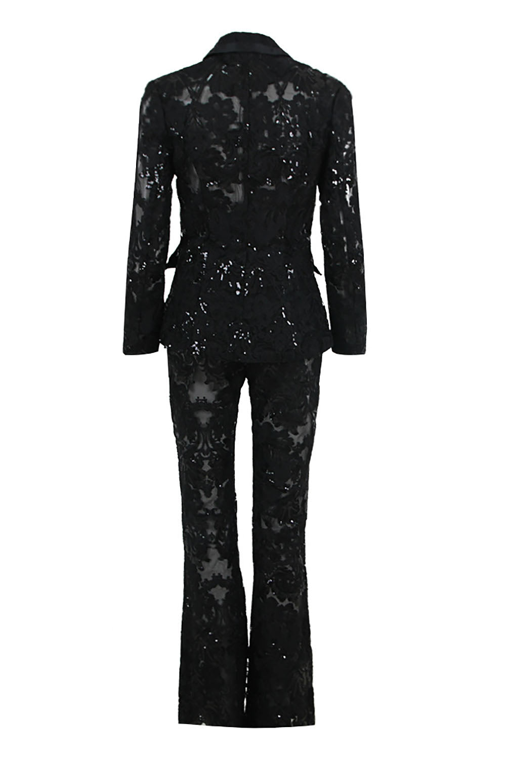 Sequin-embroidered Lace Blazer and Pant Suits