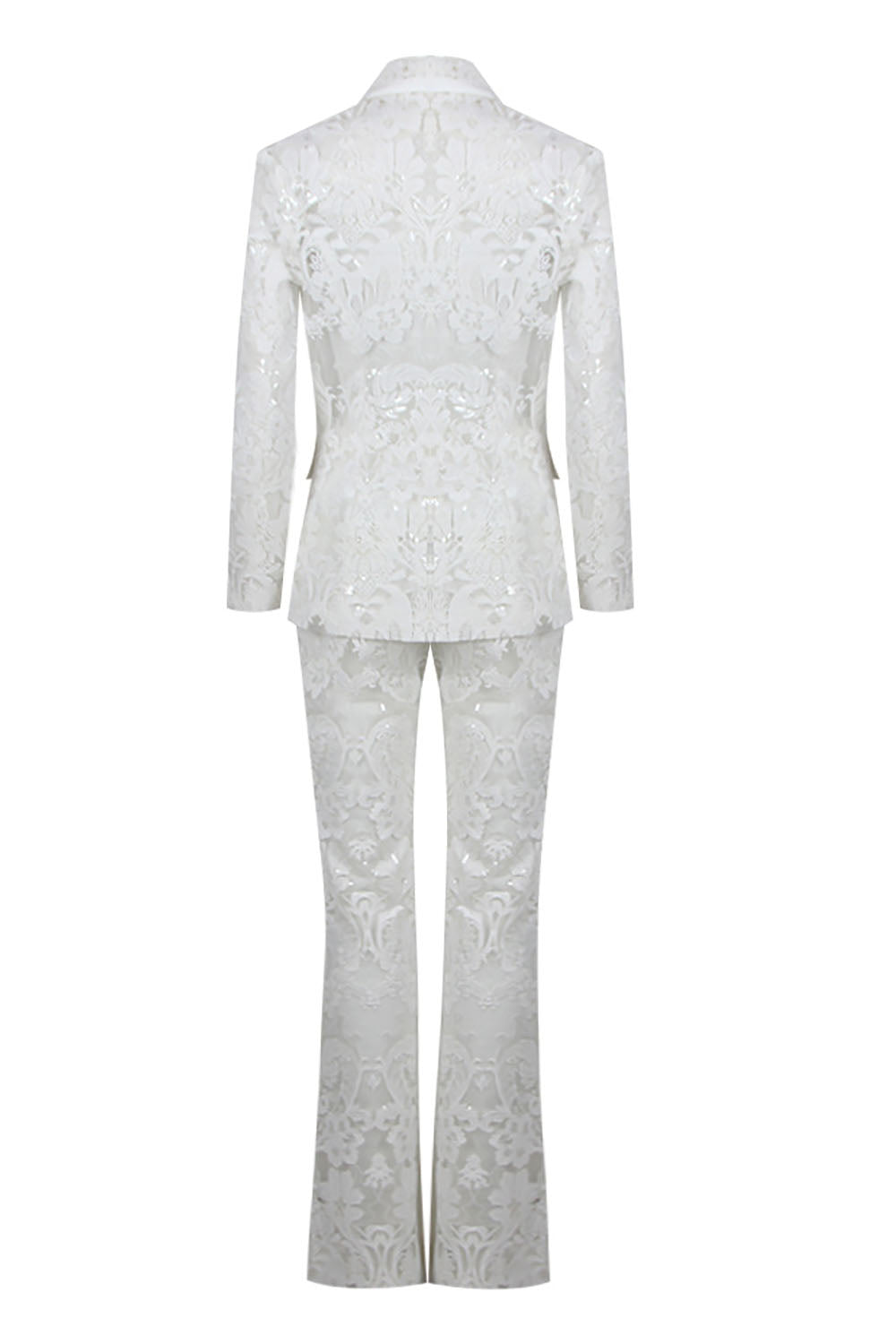 Sequin-embroidered Lace Blazer and Pant Suits