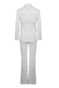 Sequin-embroidered Lace Blazer and Pant Suits