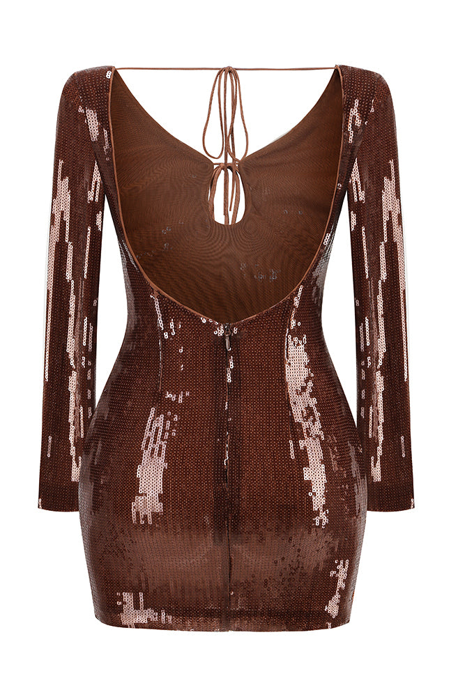 Sequin Long Sleeve Mini Dress IULOVER Sequin Long Sleeve Mini Dress IULOVER