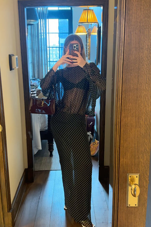 Sheer Polka Dot Dress Dots / Large Sheer Polka Dot Dress Dots / Large