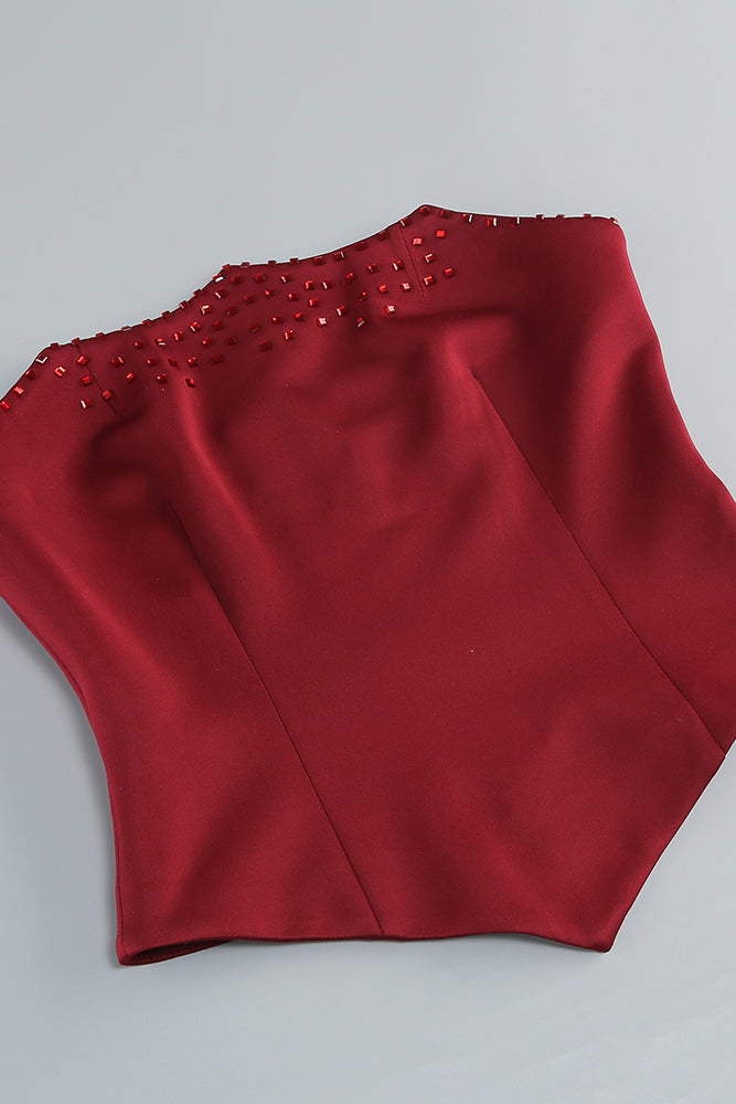 Strapless Corset Crystal Maxi Dress