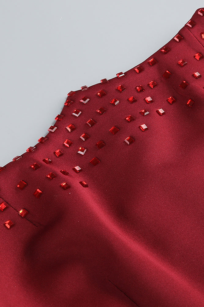 Strapless Corset Crystal Maxi Dress