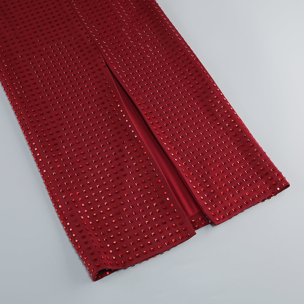 Strapless Corset Crystal Maxi Dress