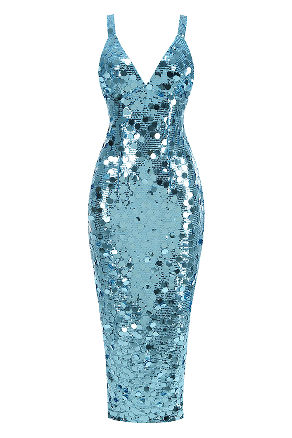 Slinky Sequin-embellished V-neck Maxi Dress – IULOVER