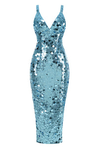 Slinky Sequin-embellished V-neck Maxi Dress