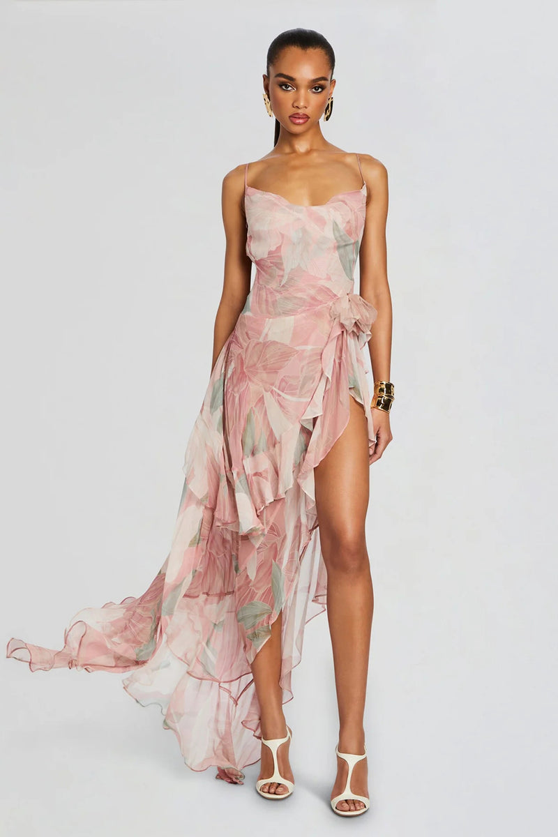 Spaghetti Straps Chiffon Split Dress