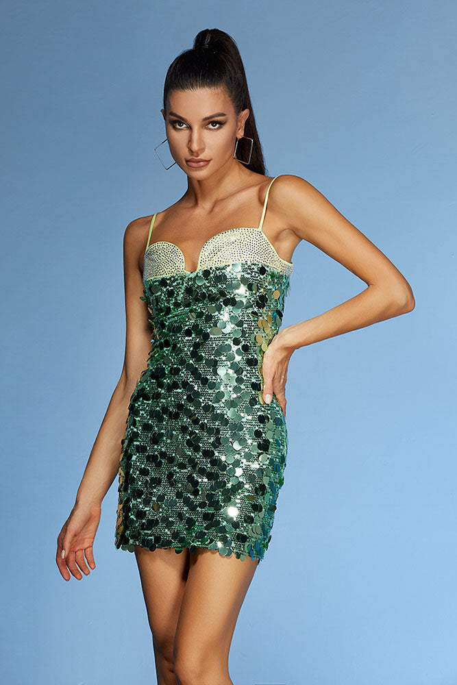 Spaghetti Strap Sequined Mini Dress