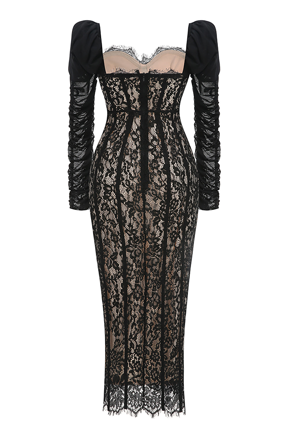 Square Sleeve Lace Maxi Dress