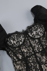 Square Sleeve Lace Maxi Dress