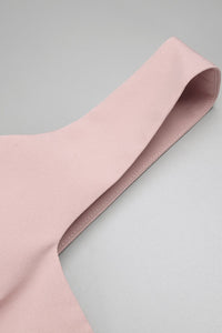 Square neckline Satin Panelled Maxi Dress in Pink