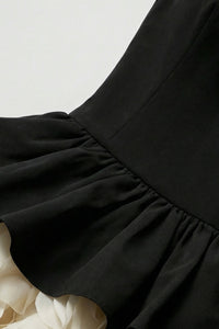 Strapless Black and Beige Maxi Dress