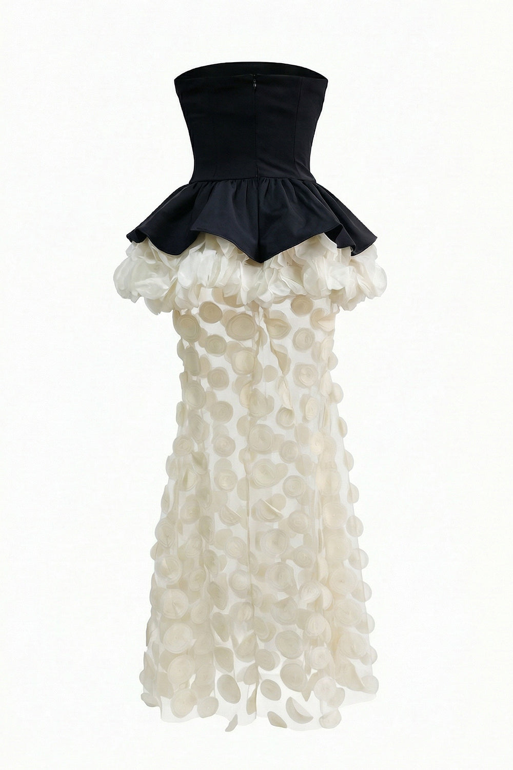 Strapless Black and Beige Maxi Dress