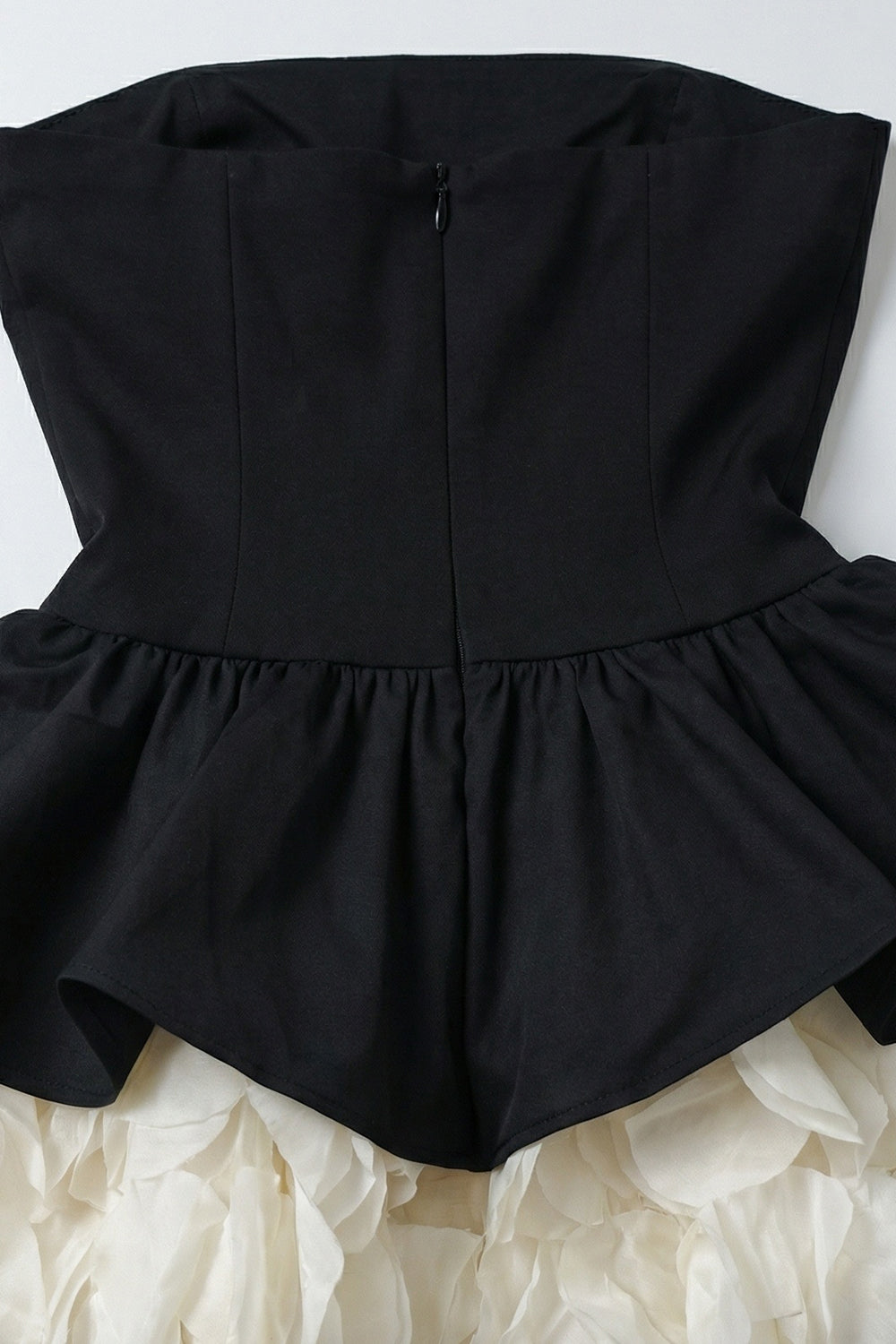 Strapless Black and Beige Maxi Dress