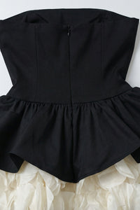 Strapless Black and Beige Maxi Dress