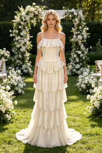 Strapless Corset Ballet Russes Gown in Beige