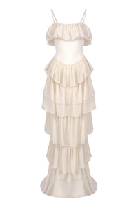 Strapless Corset Ballet Russes Gown in Beige