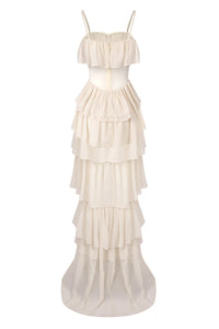 Strapless Corset Ballet Russes Gown in Beige