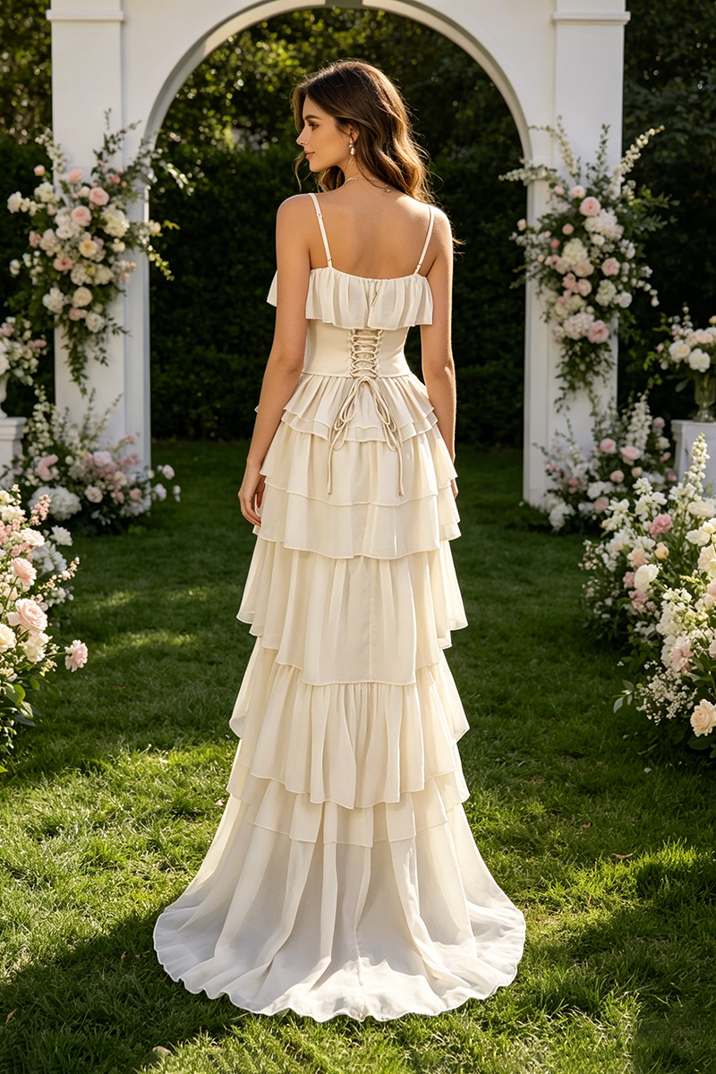 Strapless Corset Ballet Russes Gown in Beige