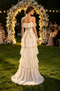 Strapless Corset Ballet Russes Gown in Beige