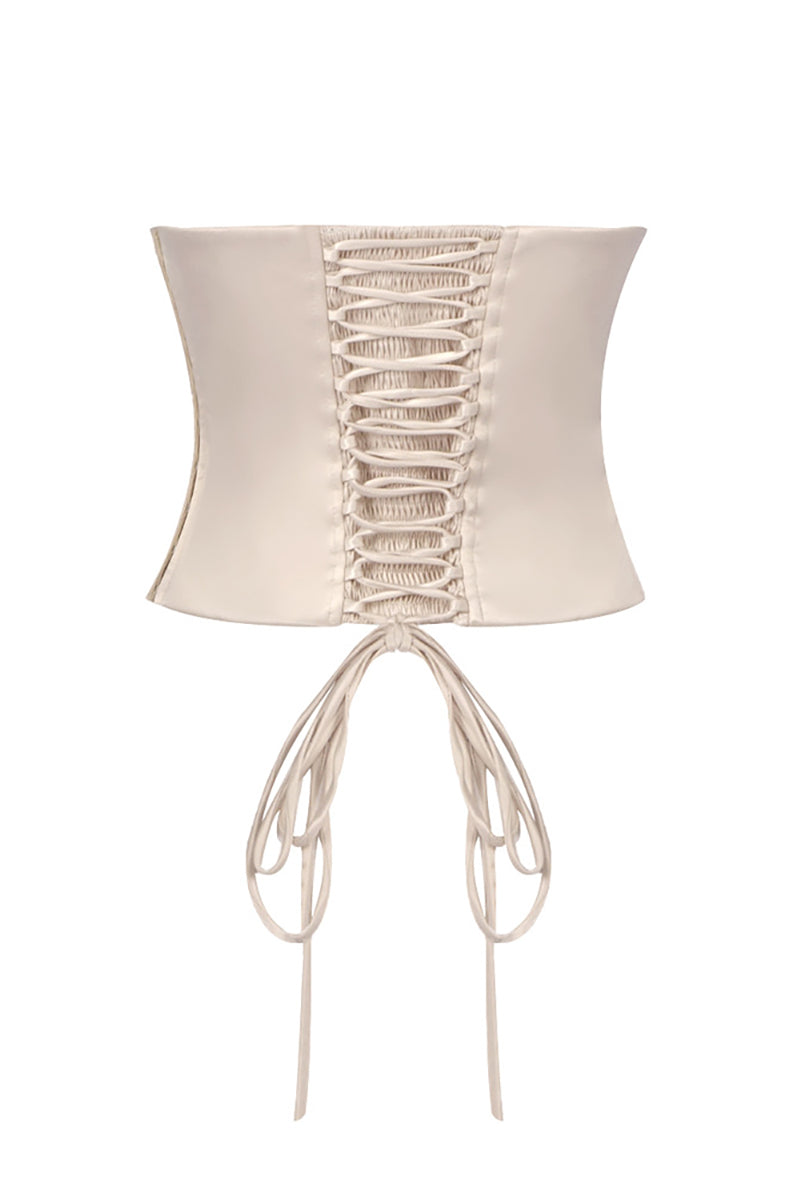 Strapless Corset Ballet Russes Gown in Beige