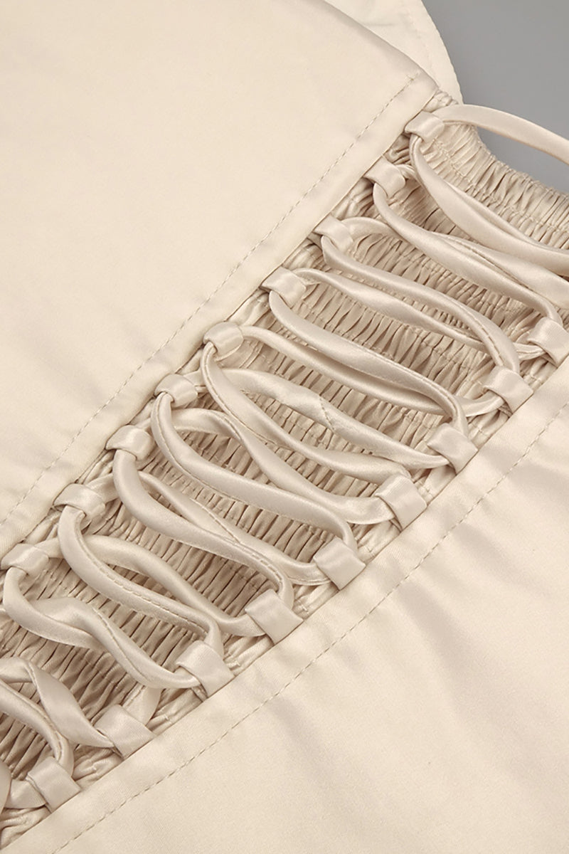 Strapless Corset Ballet Russes Gown in Beige