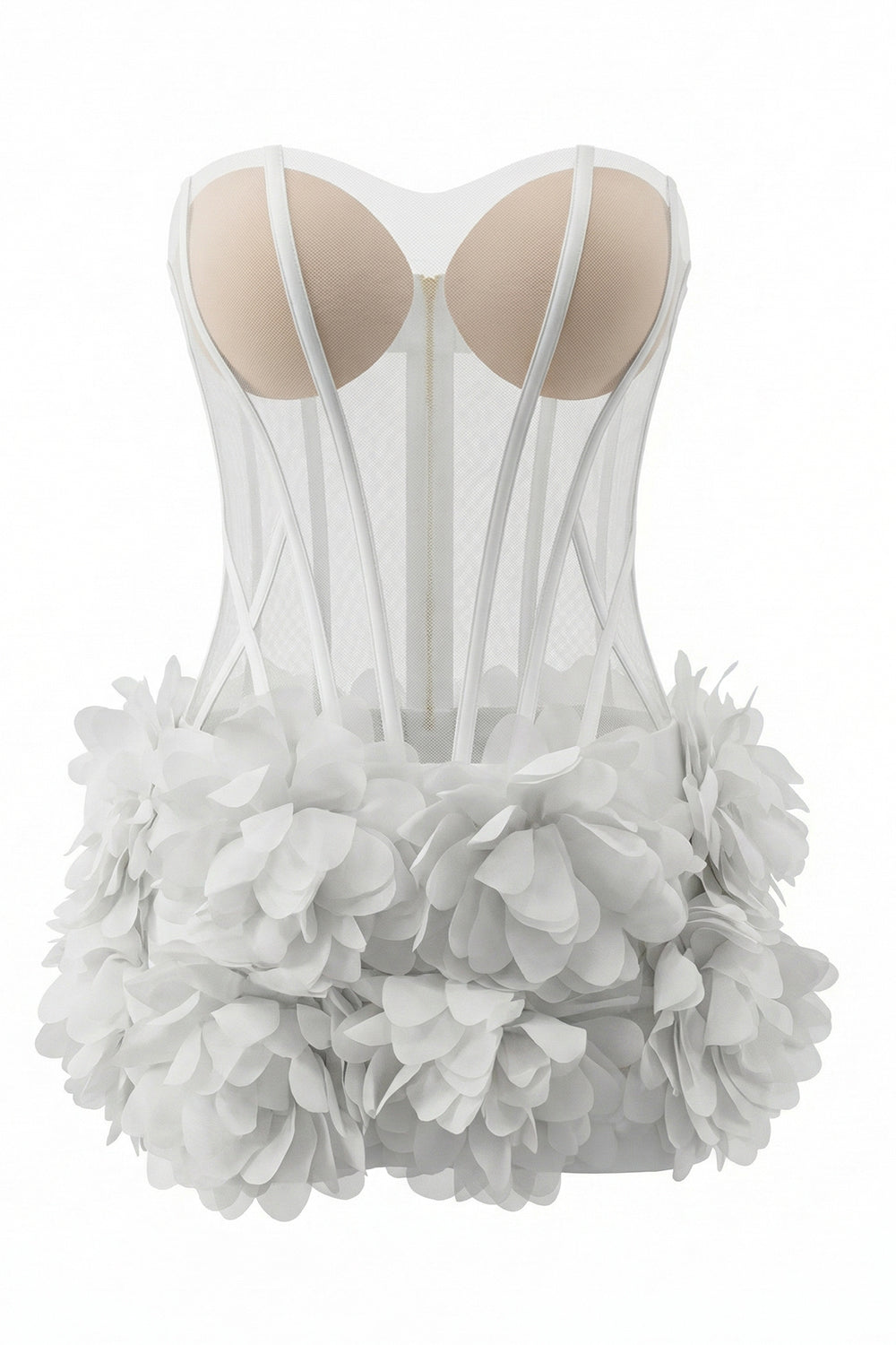 Strapless Corset Floral Ruffle Dress